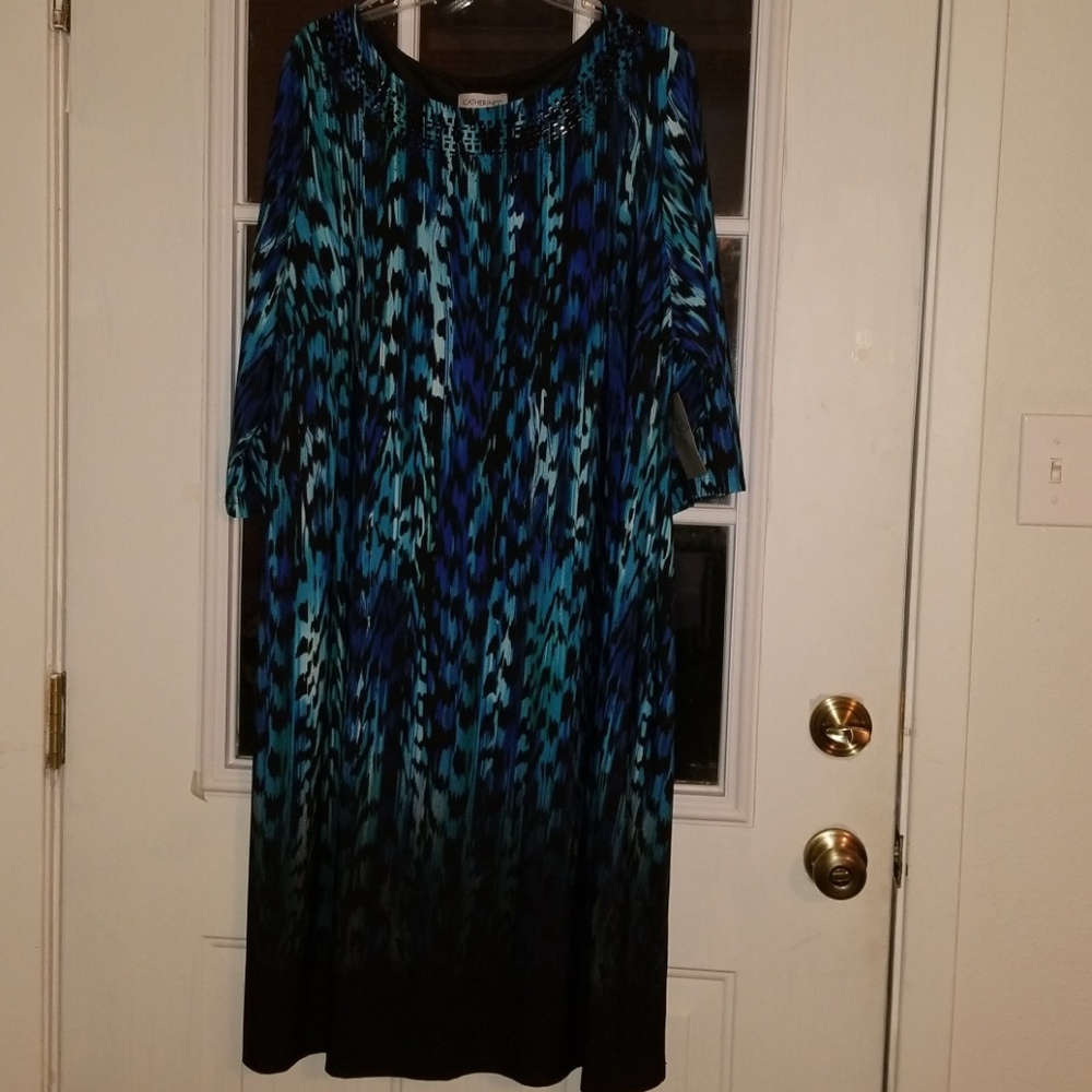 Catherine's Blue Green Umber Sheath Dress